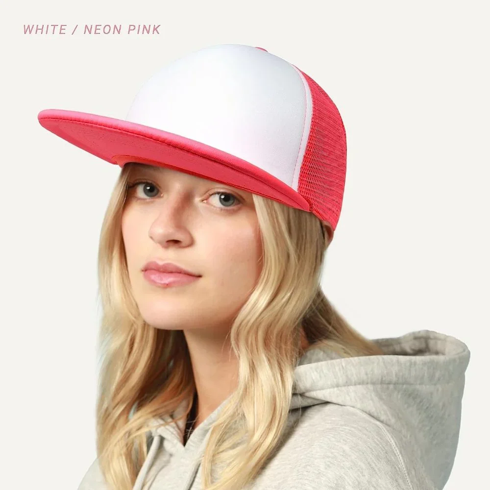 Men Mesh Snapback Trucker Flat Bill Foam Top Hat